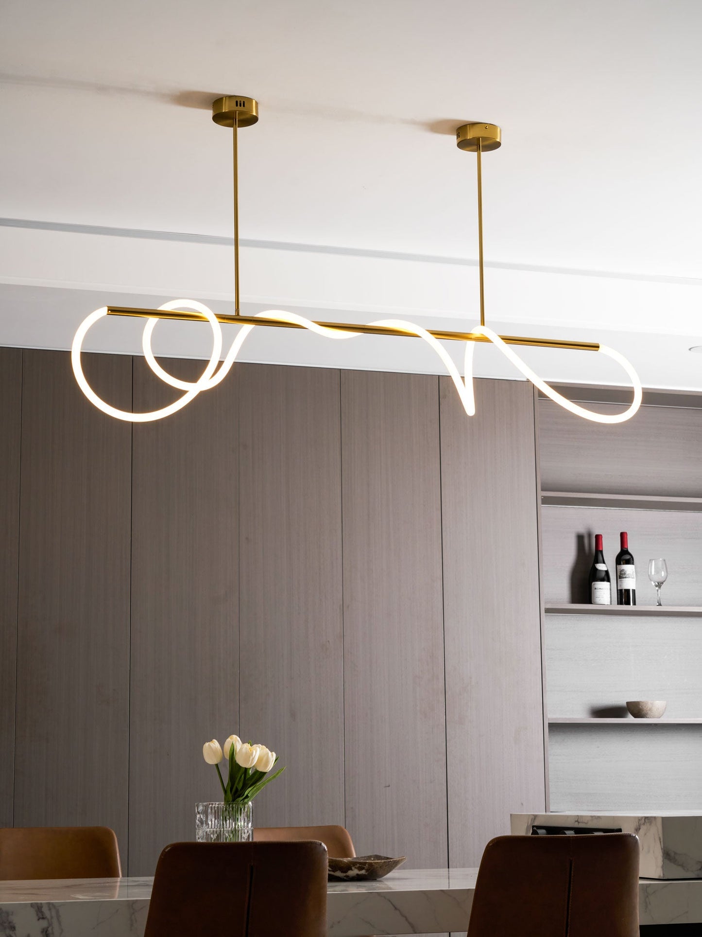 Serpentine Glow Gold Chandelier