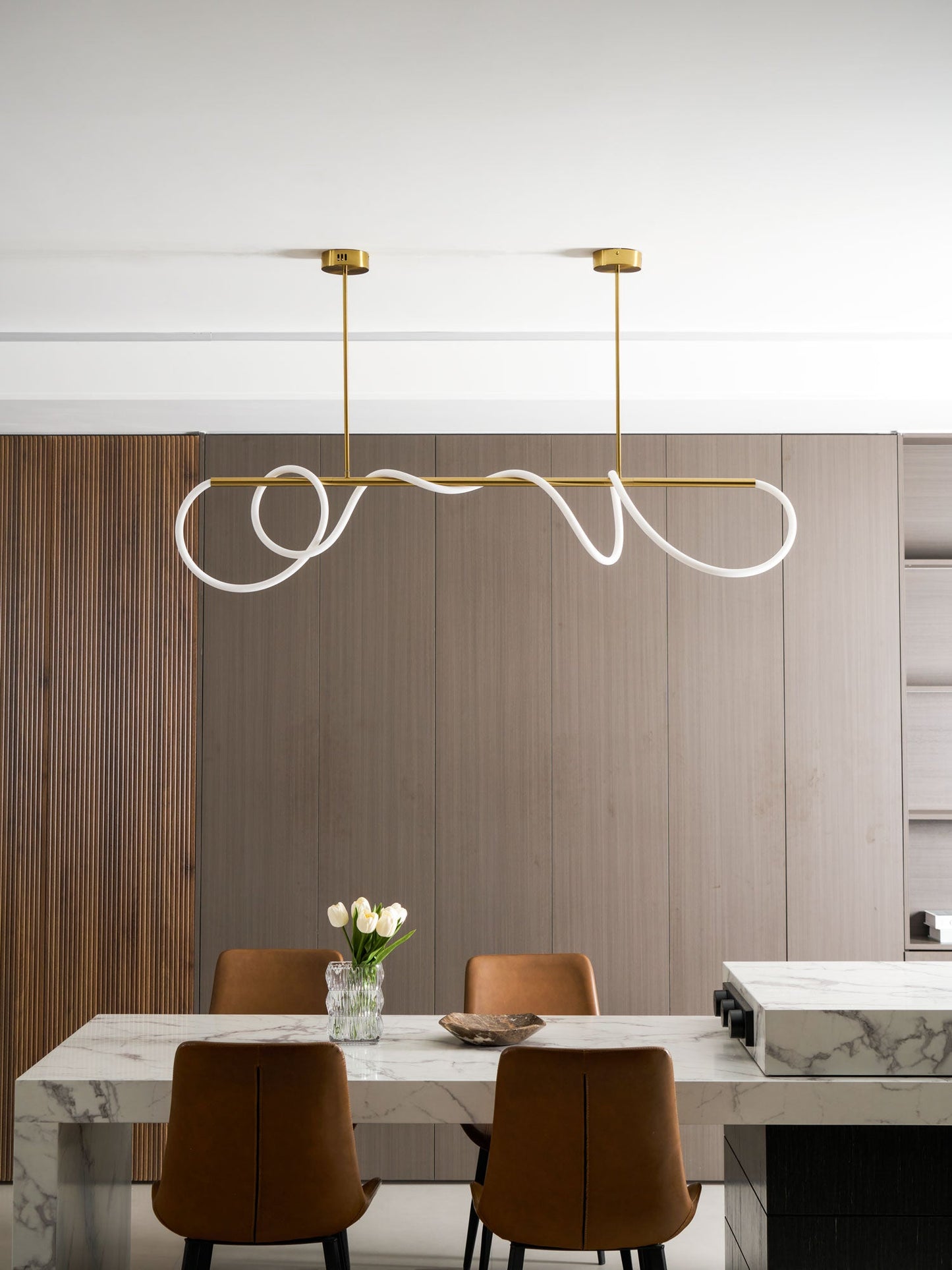 Serpentine Glow Gold Chandelier