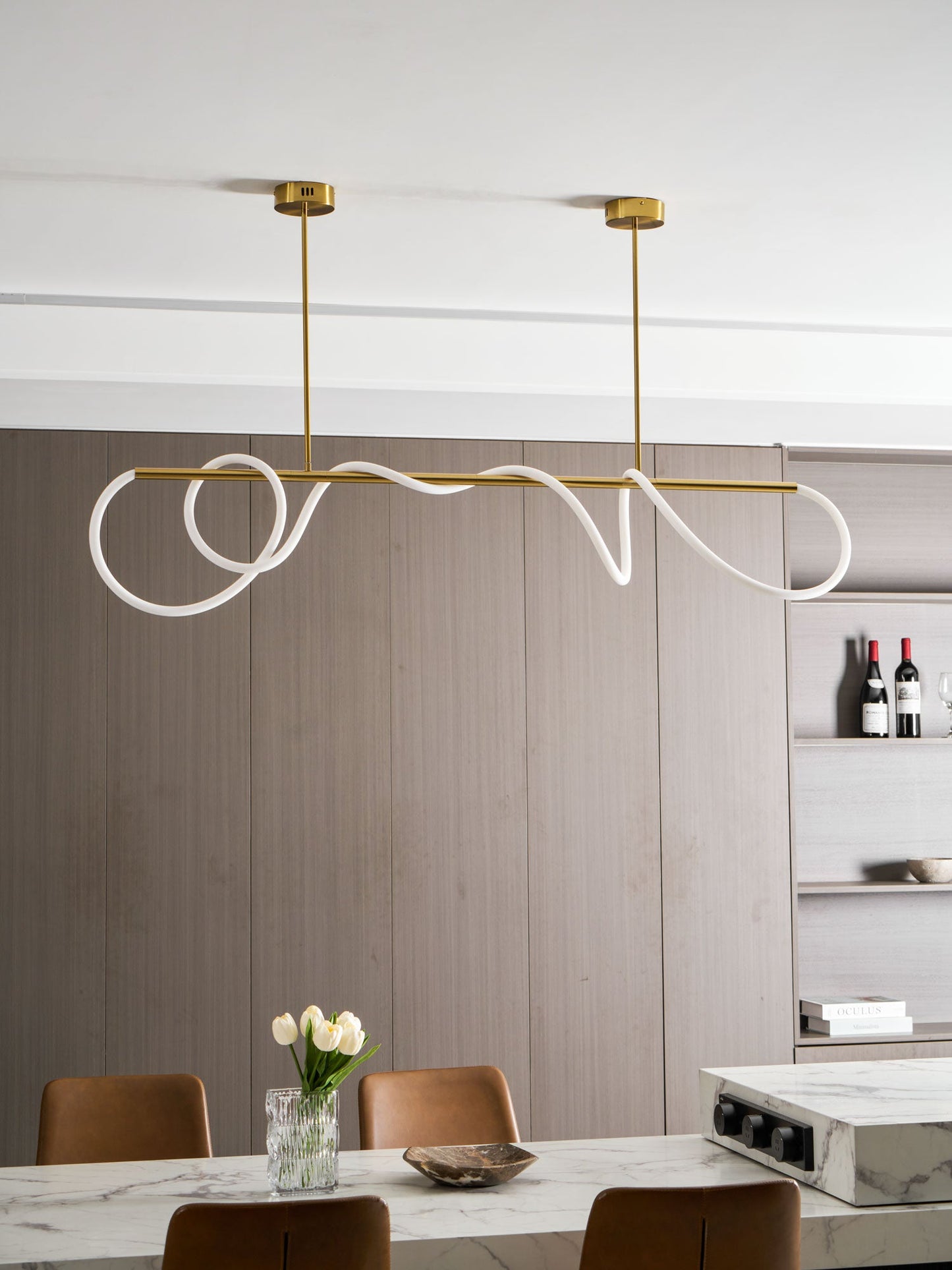 Serpentine Glow Gold Chandelier