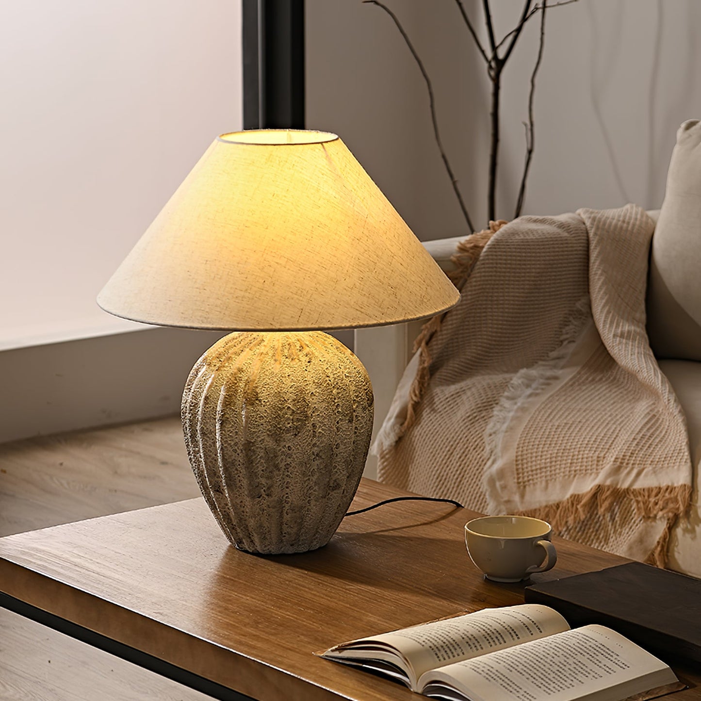 Fluted Ceramic Table Lamp