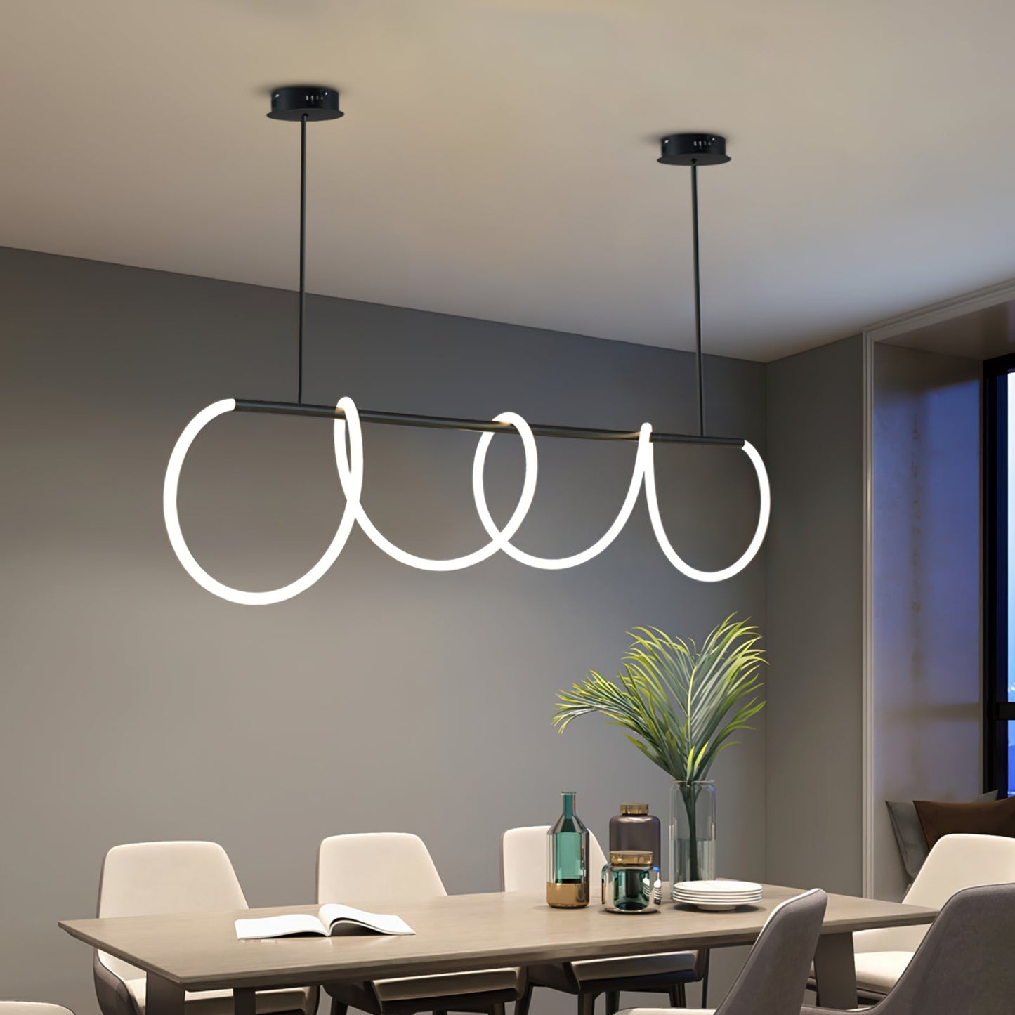 Serpentine Glow Black Chandelier