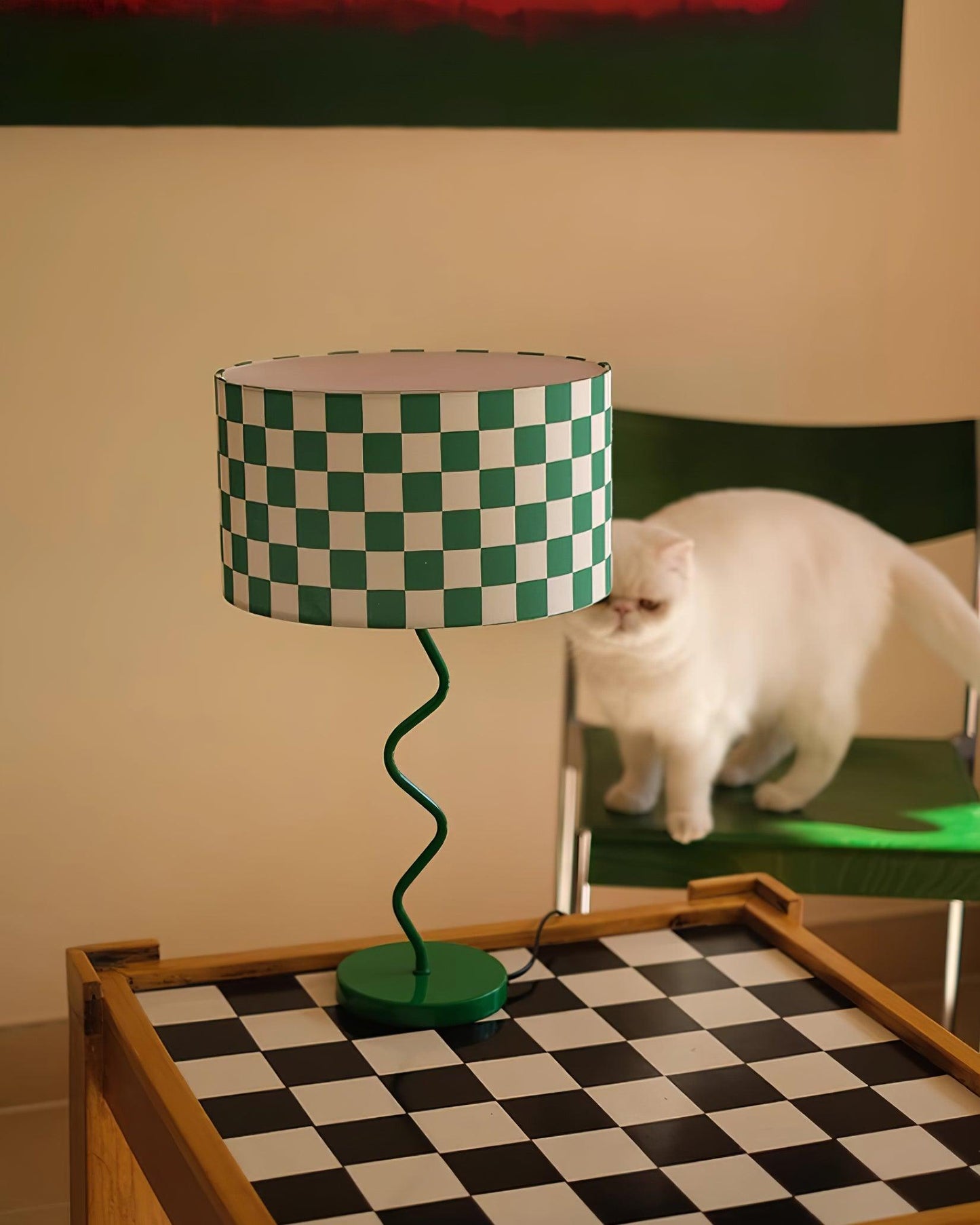 Green Chessboard Table Light