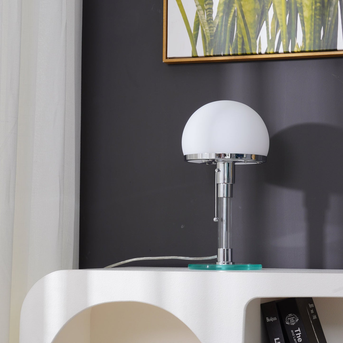 Hemispherical Chrome Table Lamp