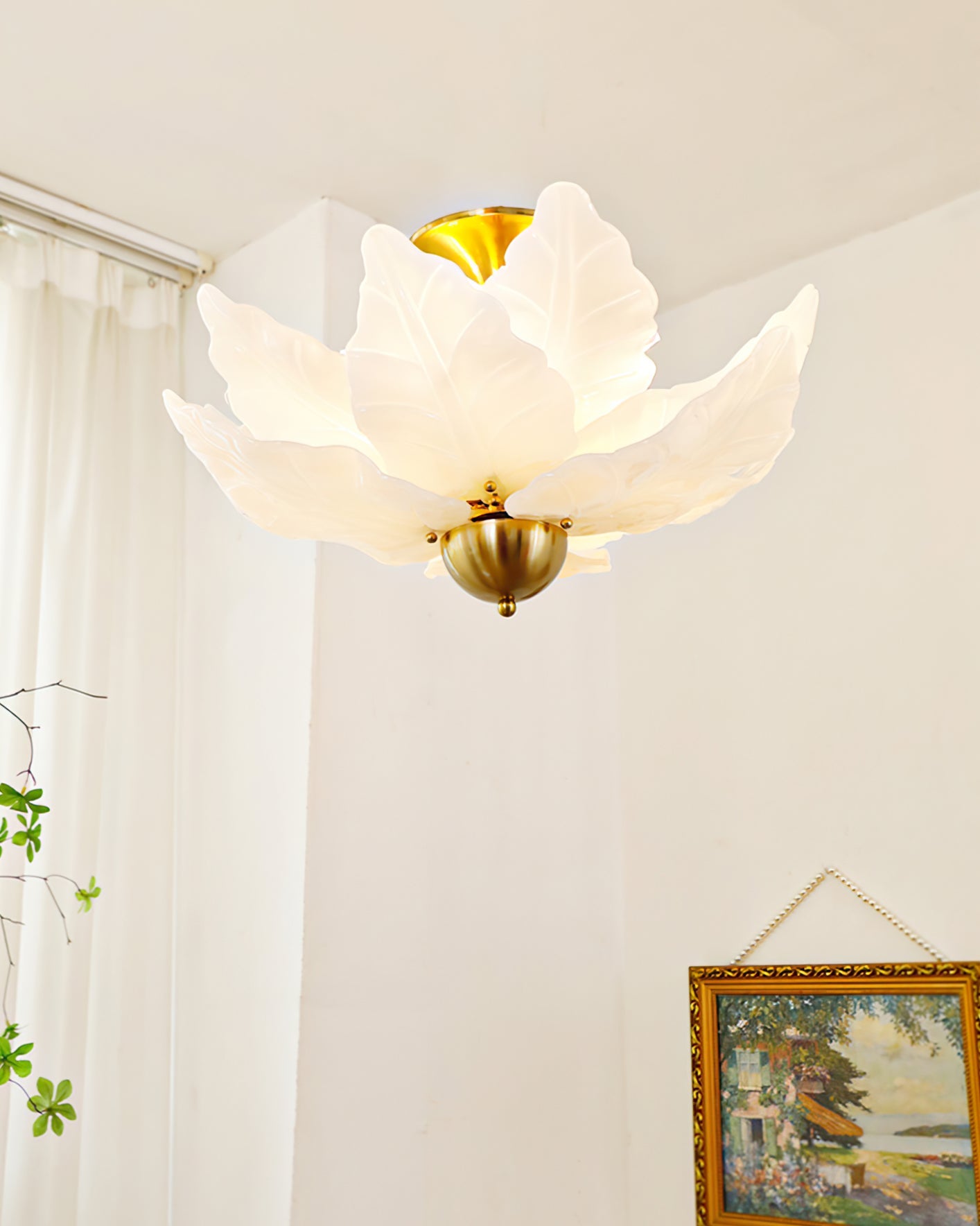 Leaf Glass Ceiling Lamp