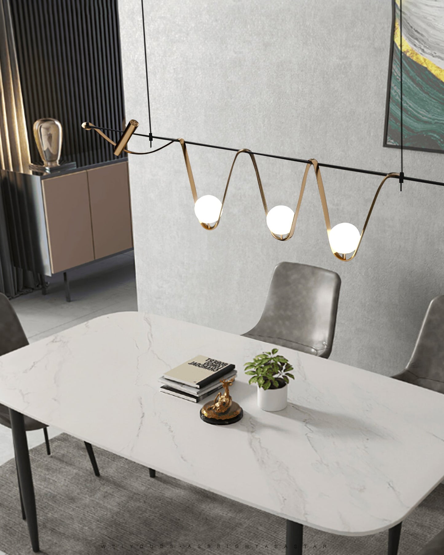 Linear Island Chandelier