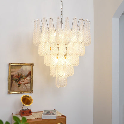 Murano White Glass Dewdrop Chandelier
