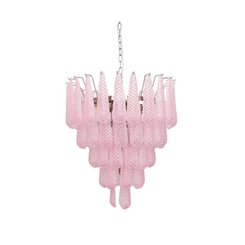 Murano Pink Glass Dewdrop Chandelier