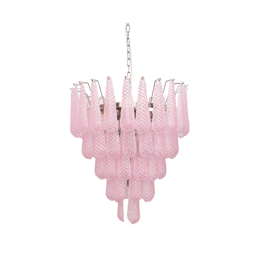 Murano Pink Glass Dewdrop Chandelier
