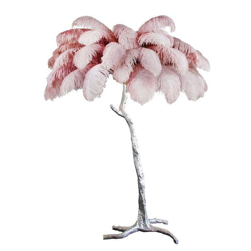 Ostrich Feather Brass Floor Lamp