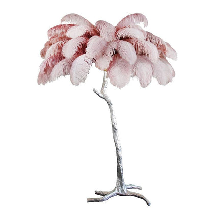 Ostrich Feather Brass Floor Lamp