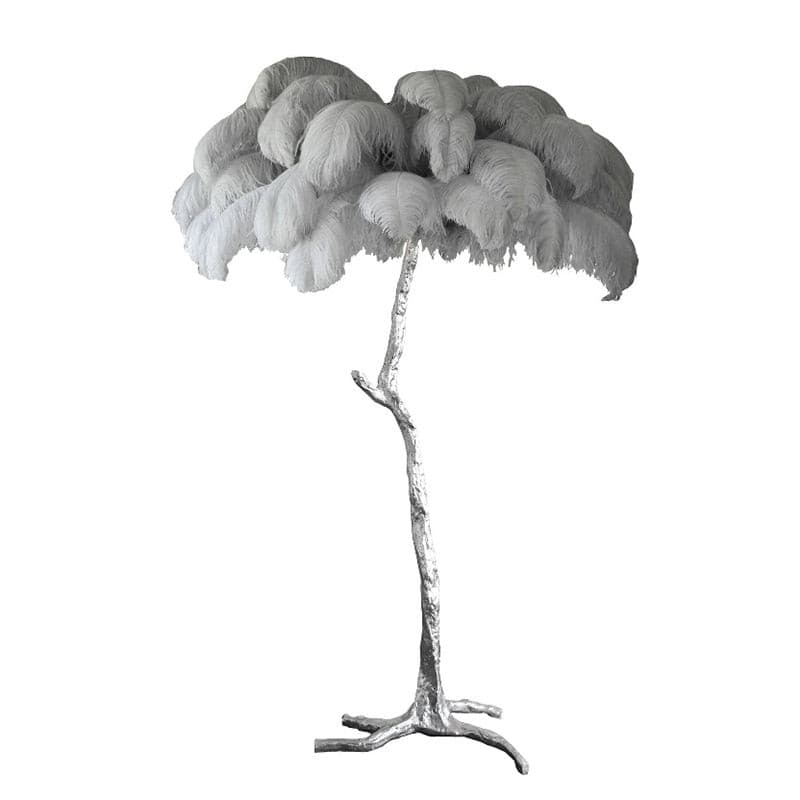 Ostrich Feather Brass Floor Lamp