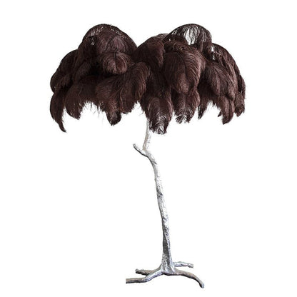 Ostrich Feather Brass Floor Lamp