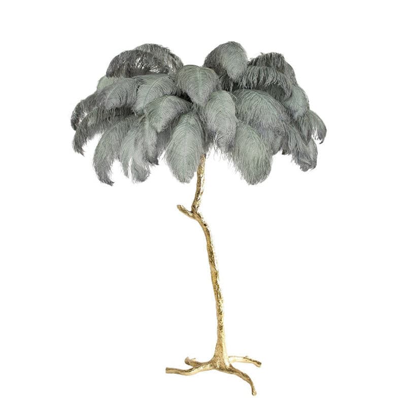 Ostrich Feather Brass Floor Lamp