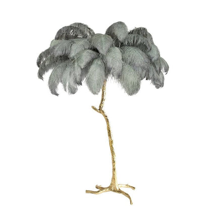 Ostrich Feather Brass Floor Lamp