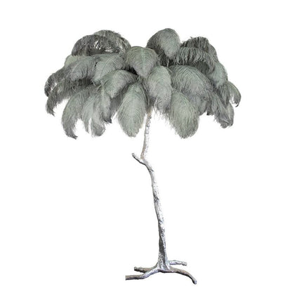 Ostrich Feather Brass Floor Lamp