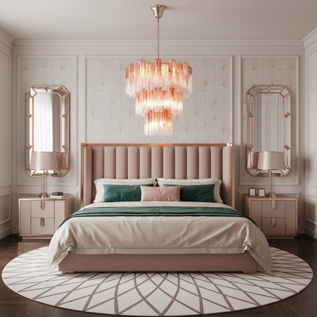 Pink Murano Tube Chandelier