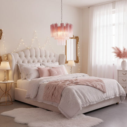 Pink Murano Tube Chandelier