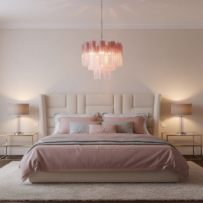 Pink Murano Tube Chandelier