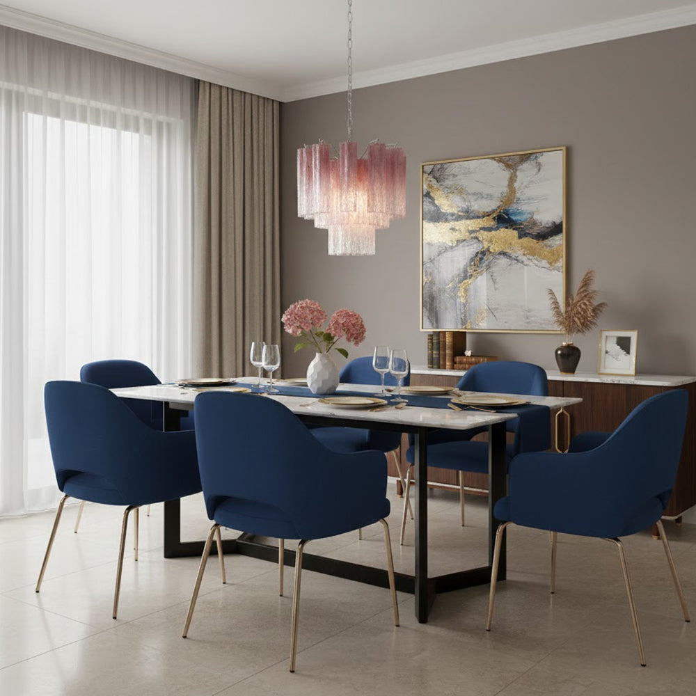 Pink Murano Tube Chandelier