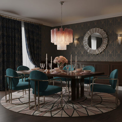 Pink Murano Tube Chandelier