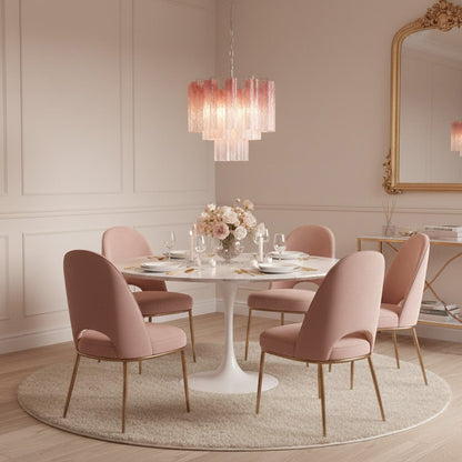 Pink Murano Tube Chandelier
