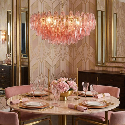 Pink Polygon Drop Chandelier