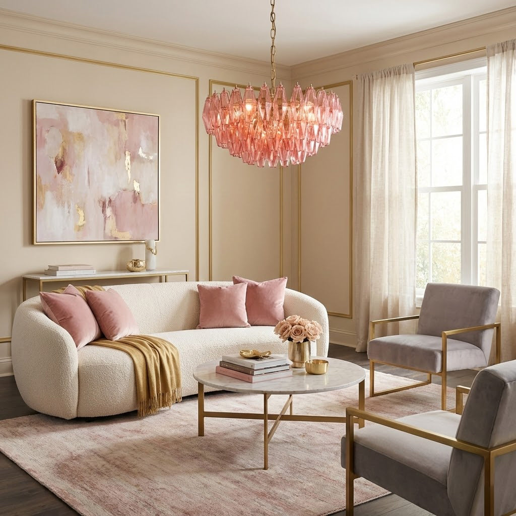 Pink Polygon Drop Chandelier