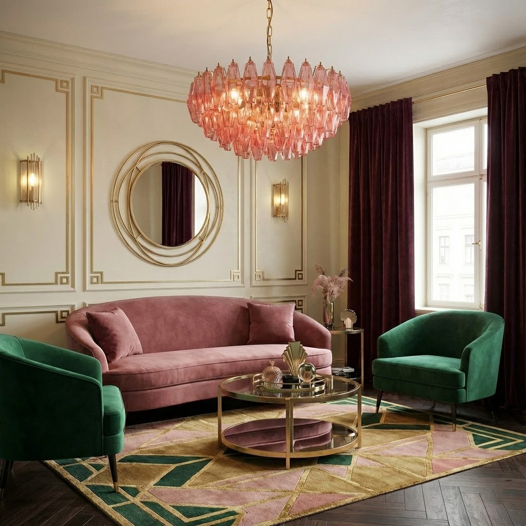 Pink Polygon Drop Chandelier