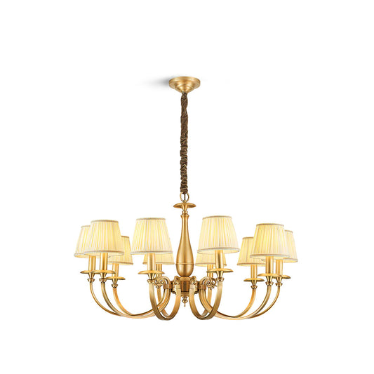 Pleated Brass Chandelier