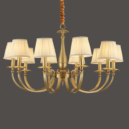 Pleated Brass Chandelier
