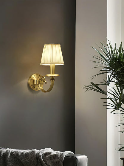 Pleated Brass Wall Lamp