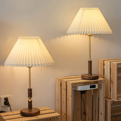 Pleated Wooden Table Lamp