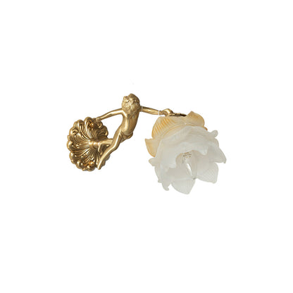 Putti Statuettes Brass Wall Lamp