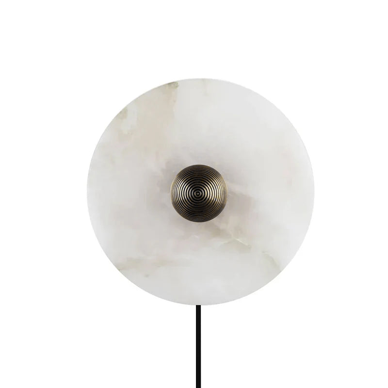 Round Alabaster Plug In Wall Lamp