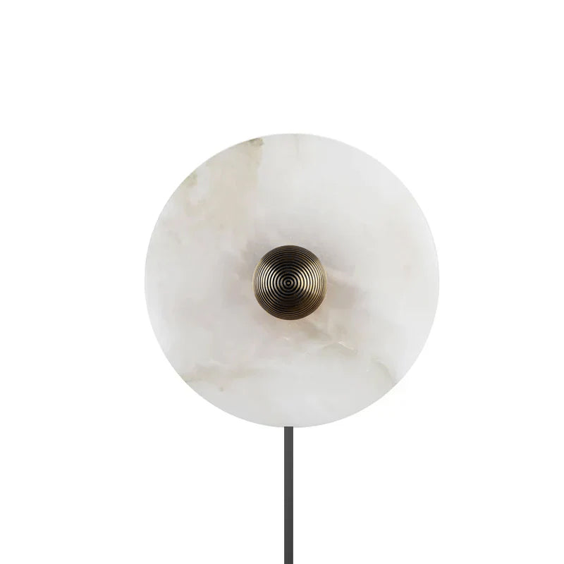Round Alabaster Plug In Wall Lamp