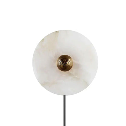Round Alabaster Plug In Wall Lamp