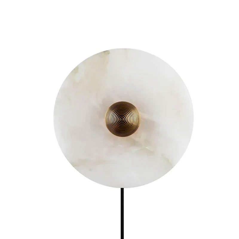 Round Alabaster Plug In Wall Lamp