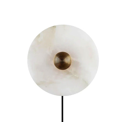 Round Alabaster Plug In Wall Lamp