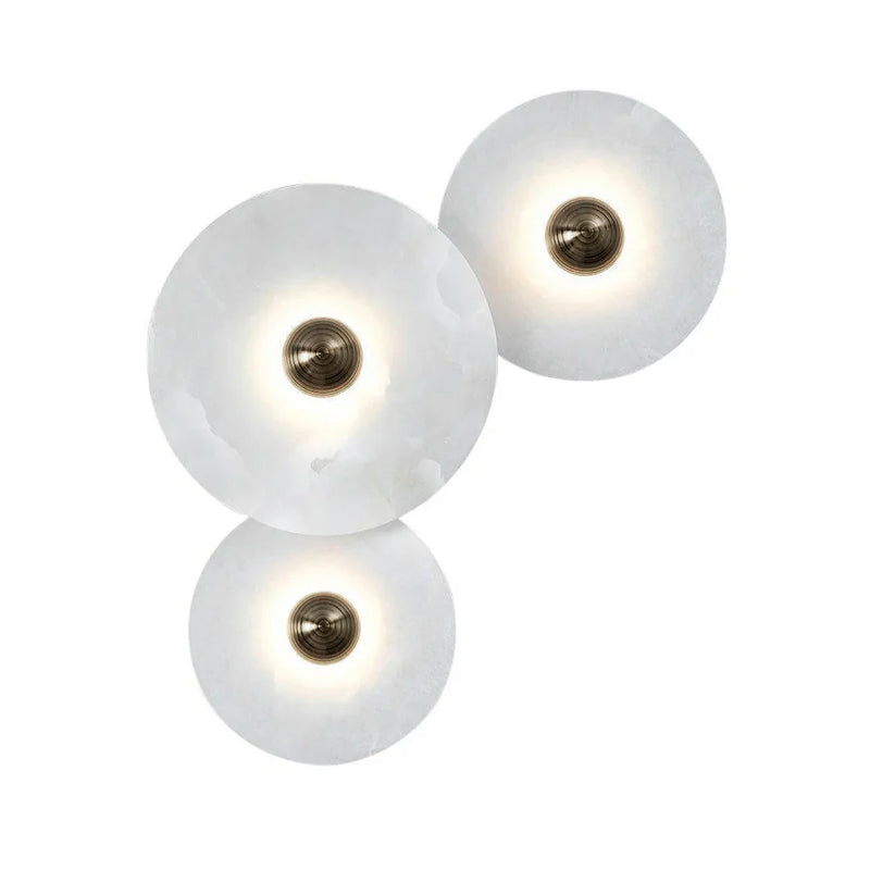 Round Alabaster Combination Wall Lamp