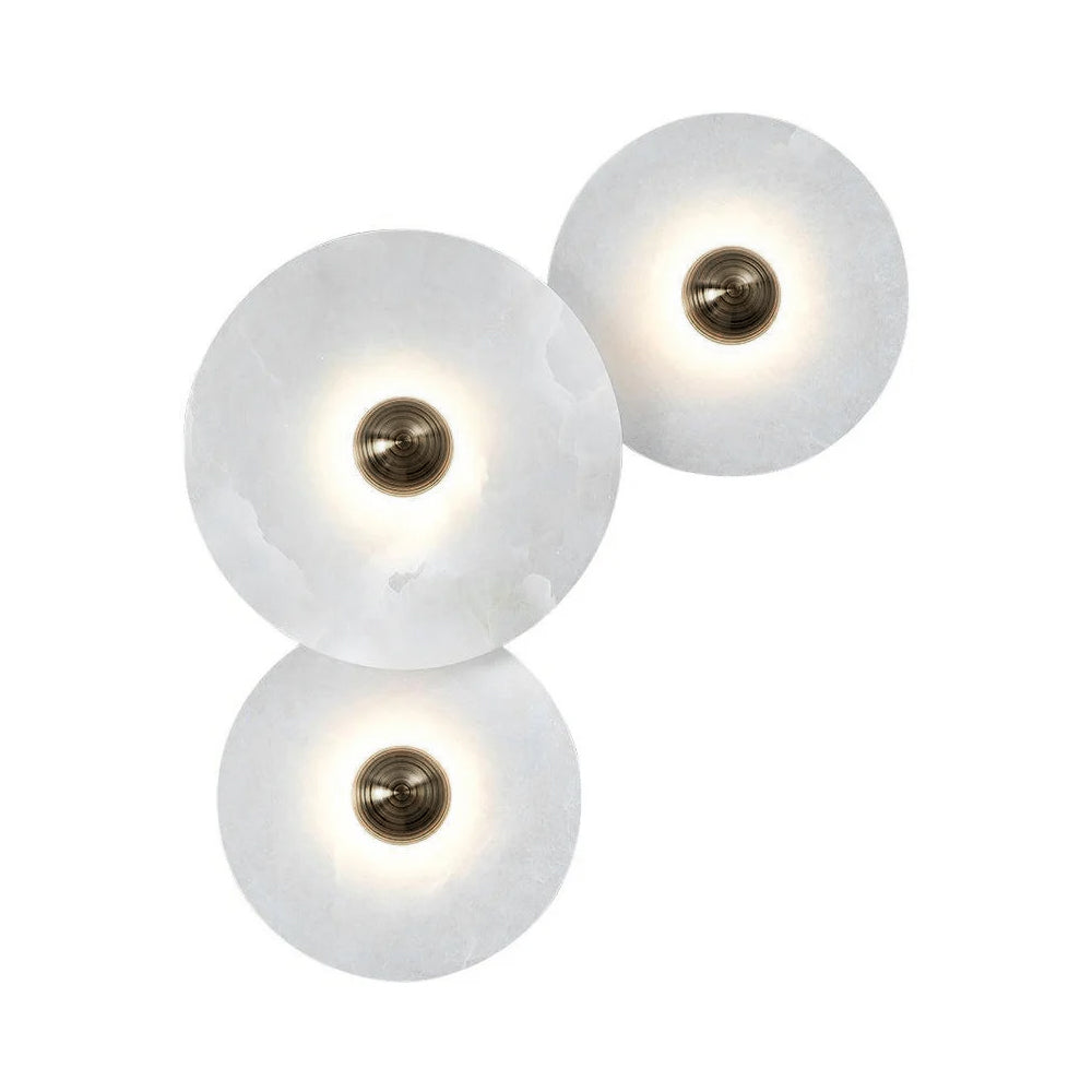 Round Alabaster Combination Wall Lamp
