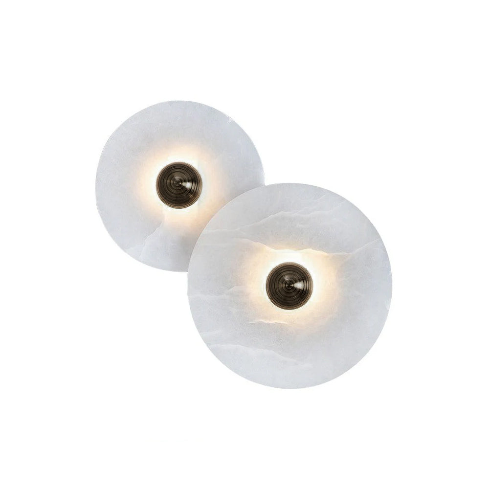 Round Alabaster Combination Wall Lamp