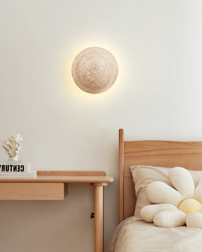 Round Travertine Wall Lamp
