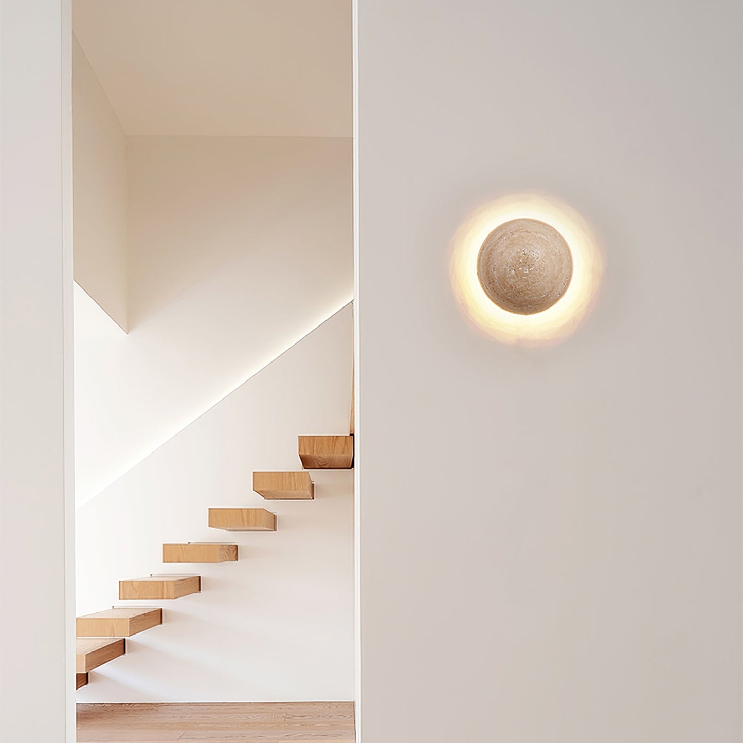 Round Travertine Wall Lamp