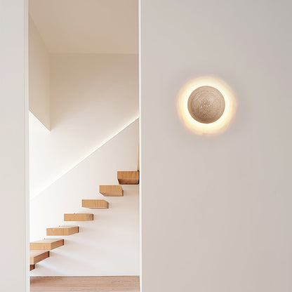 Round Travertine Wall Lamp