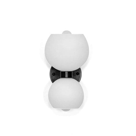 Round White Glass Bedroom Wall Lamp