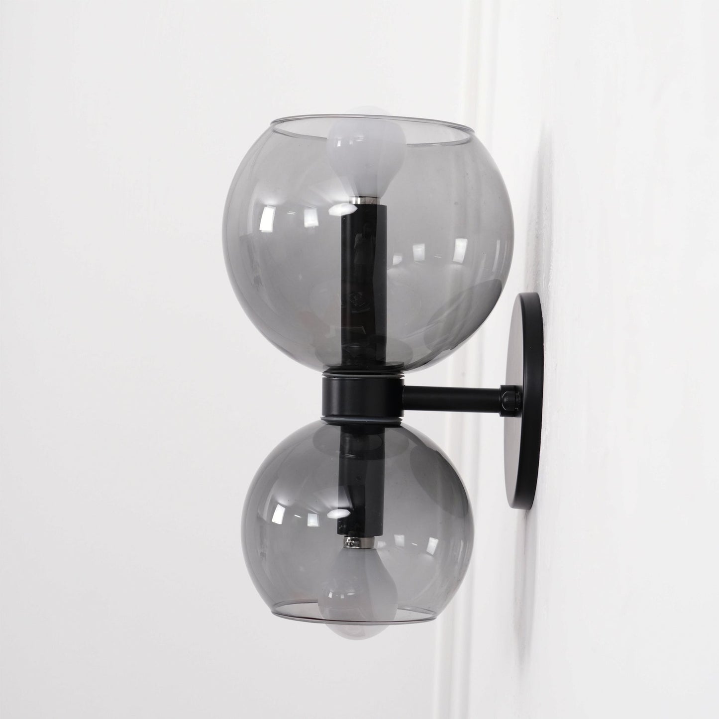 Round White Glass Bedroom Wall Lamp