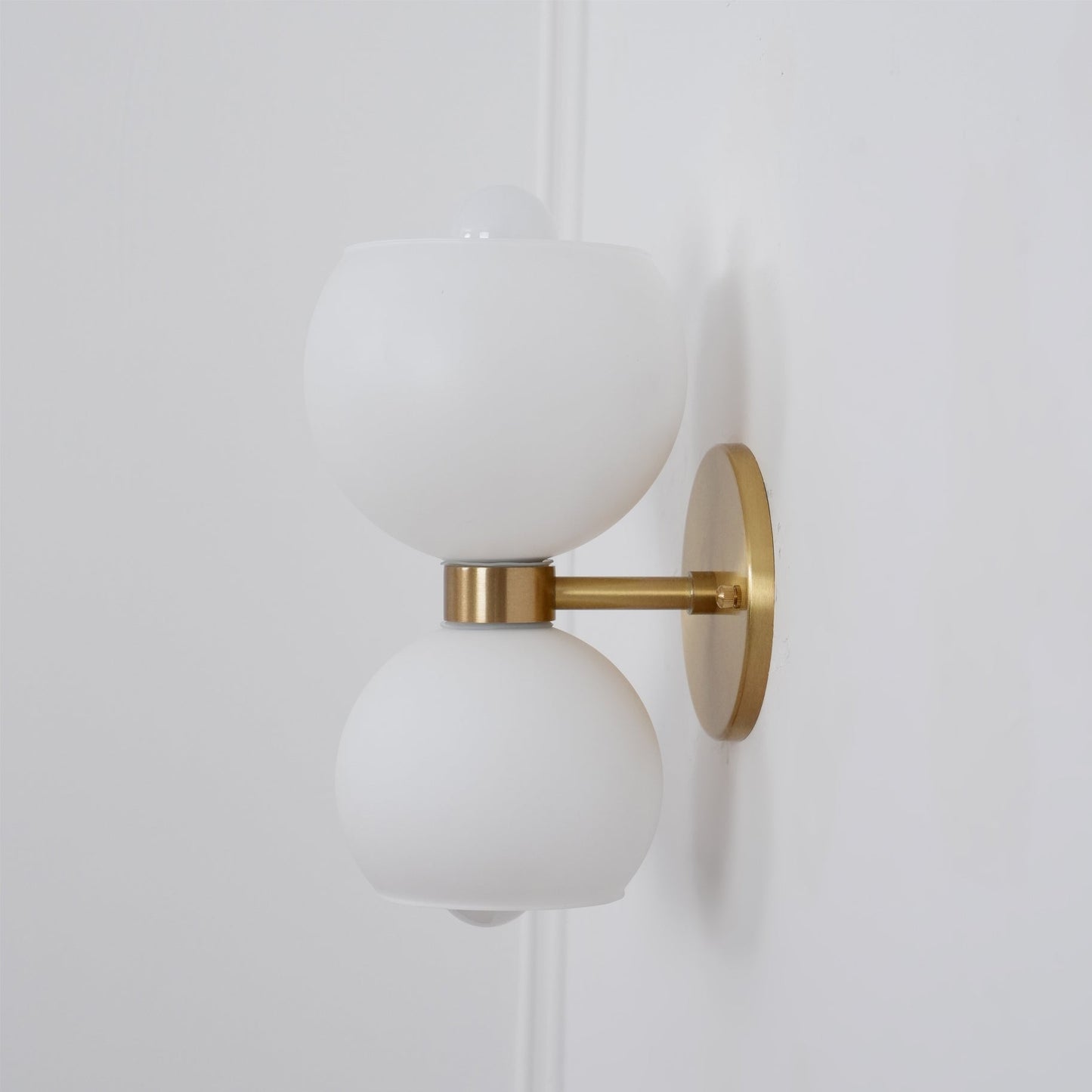 Round White Glass Bedroom Wall Lamp