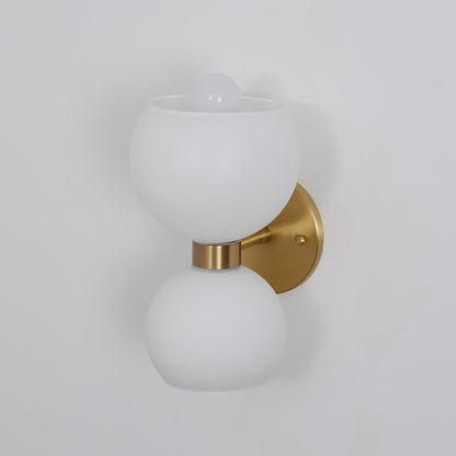 Round White Glass Bedroom Wall Lamp