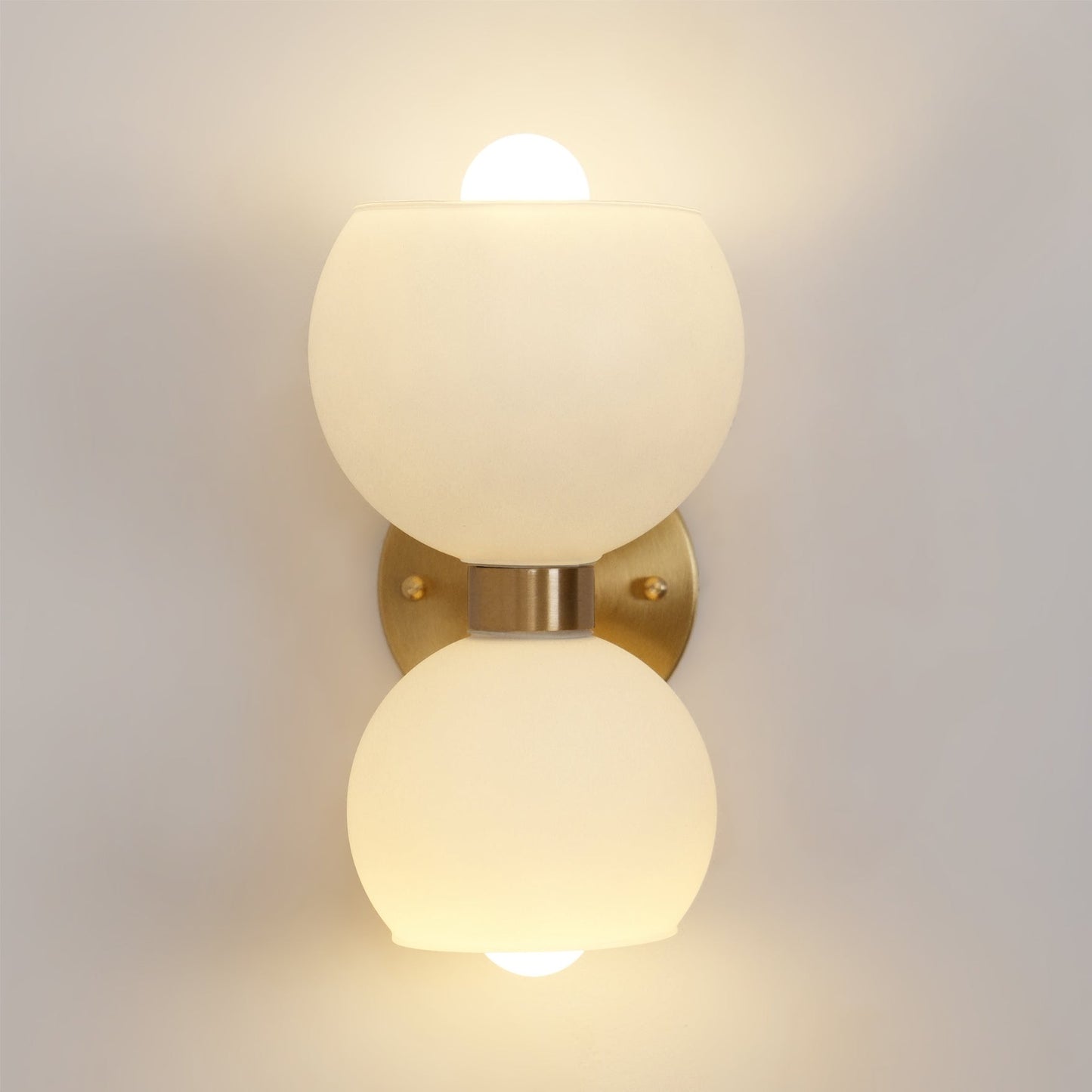 Round White Glass Bedroom Wall Lamp