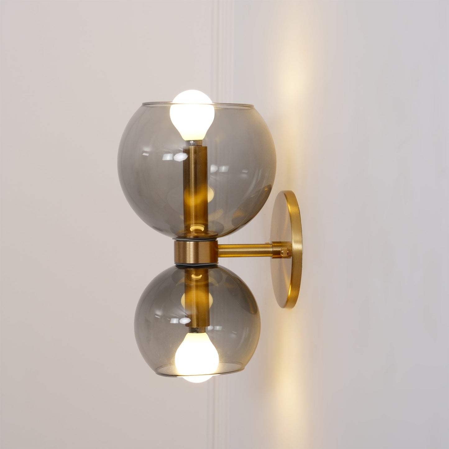 Round White Glass Bedroom Wall Lamp